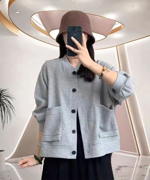 Flugge(フラッジー)の「スウェットカーディガン(カーディガン/ボレロ・レディース・グレー/ブラック・LARGE/MEDIUM)」の3枚目の写真
