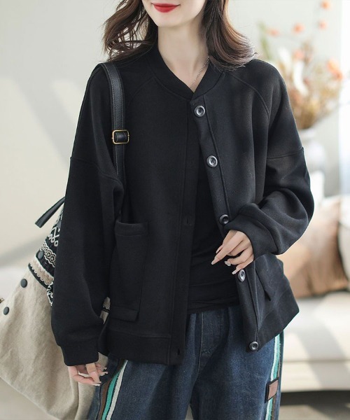 Flugge(フラッジー)の「スウェットカーディガン(カーディガン/ボレロ・レディース・グレー/ブラック・LARGE/MEDIUM)」の4枚目の写真