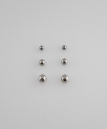 【金属アレルギー対応】メタルボール ポイント ピアス3セット / ステンレス