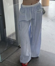 ウエストドローストリングストライプパンツ