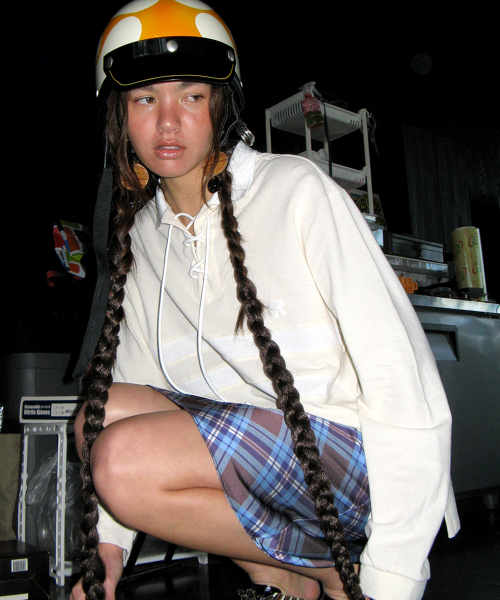 CENTAUR.KR（セントール）の「LACE-UP STRIPE COLLAR T-SHIRT_IVORY（ポロシャツ・レディース・その他・FREE）」の3枚目の写真
