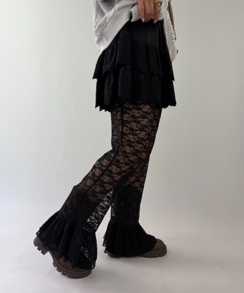w closet(ダブルクローゼット)の「レースPT(その他パンツ・レディース・ブラック/オフホワイト・FREE)」の9枚目の写真