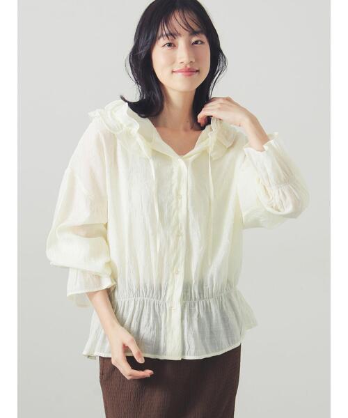 Sheer frill furbed peplum shirt — блузка с рюшами