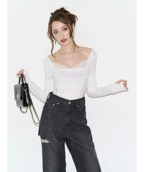 EVRIS(エヴリス)の「【SupBaby×EVRIS】レースドッキングボディースーツ(Tシャツ/カットソー・レディース・ブラック/その他1/ホワイト・FREE)」の4枚目の写真