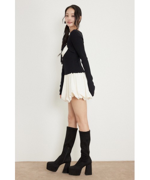 rienda(リエンダ)の「【AW先行アイテム】ドッキングバルーンミニワンピース 秋服 冬服(ワンピース・レディース・グレー/ベージュ/ブラック・FREE)」の5枚目の写真