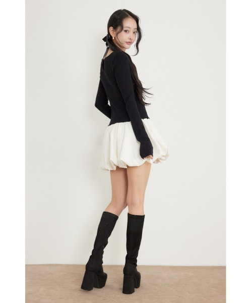 rienda(リエンダ)の「【AW先行アイテム】ドッキングバルーンミニワンピース 秋服 冬服(ワンピース・レディース・グレー/ベージュ/ブラック・FREE)」の6枚目の写真