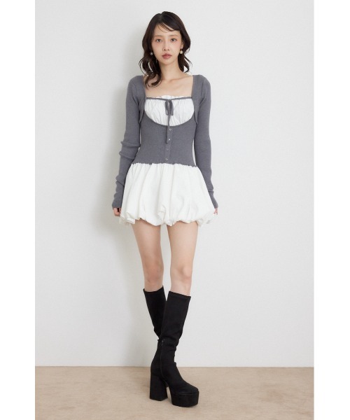 rienda(リエンダ)の「【AW先行アイテム】ドッキングバルーンミニワンピース 秋服 冬服(ワンピース・レディース・グレー/ベージュ/ブラック・FREE)」の11枚目の写真