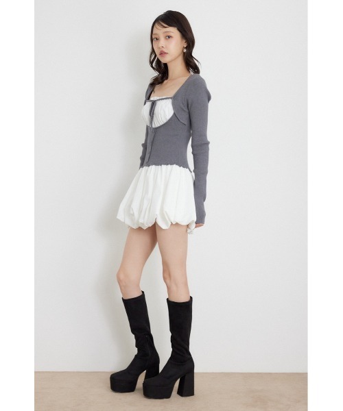 rienda(リエンダ)の「【AW先行アイテム】ドッキングバルーンミニワンピース 秋服 冬服(ワンピース・レディース・グレー/ベージュ/ブラック・FREE)」の12枚目の写真