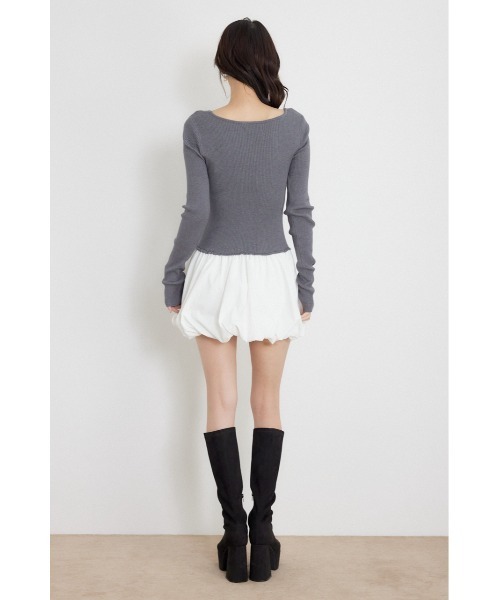 rienda(リエンダ)の「【AW先行アイテム】ドッキングバルーンミニワンピース 秋服 冬服(ワンピース・レディース・グレー/ベージュ/ブラック・FREE)」の13枚目の写真