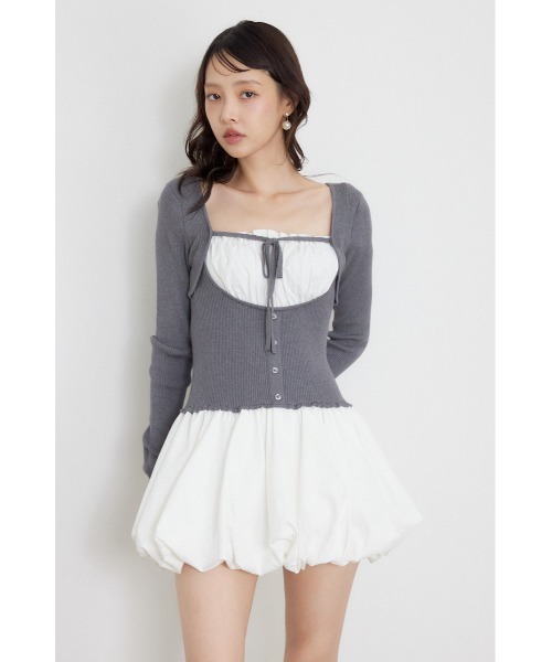 rienda(リエンダ)の「【AW先行アイテム】ドッキングバルーンミニワンピース 秋服 冬服(ワンピース・レディース・グレー/ベージュ/ブラック・FREE)」の14枚目の写真