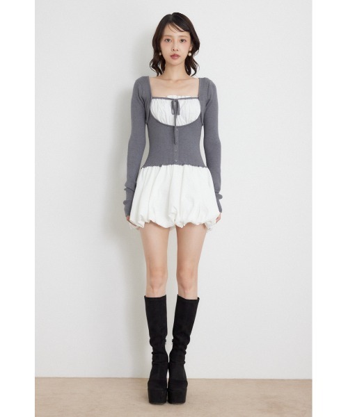 rienda(リエンダ)の「【AW先行アイテム】ドッキングバルーンミニワンピース 秋服 冬服(ワンピース・レディース・グレー/ベージュ/ブラック・FREE)」の17枚目の写真