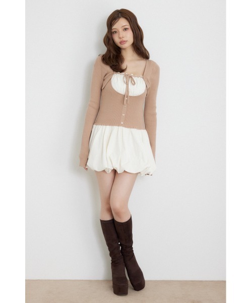 rienda(リエンダ)の「【AW先行アイテム】ドッキングバルーンミニワンピース 秋服 冬服(ワンピース・レディース・グレー/ベージュ/ブラック・FREE)」の18枚目の写真
