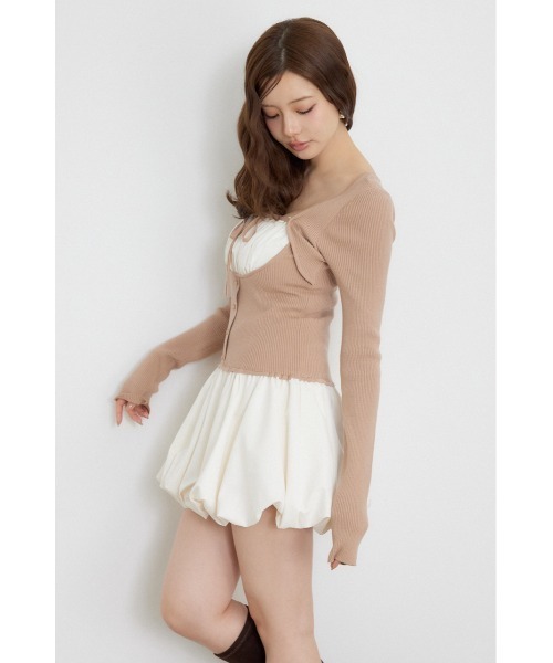 rienda(リエンダ)の「【AW先行アイテム】ドッキングバルーンミニワンピース 秋服 冬服(ワンピース・レディース・グレー/ベージュ/ブラック・FREE)」の22枚目の写真