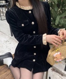 フロントボタンミニワンピース