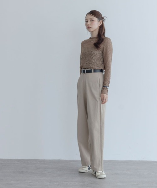 maviru(マヴィル)の「華やかに着映える。フラワーレース シアー トップス(Tシャツ/カットソー・レディース・モカ/オフホワイト/ブラック・L/M)」の16枚目の写真
