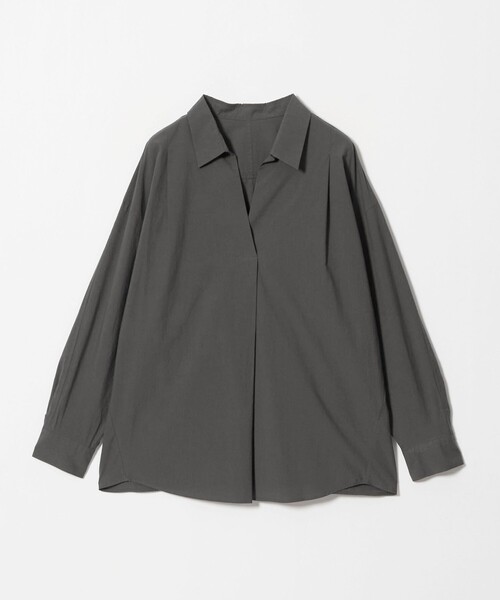 green label relaxing(グリーンレーベルリラクシング)の「スキッパー ドルマン シャツ(シャツ/ブラウス・レディース・ダークグレー/オフホワイト/ワイン・FREE)」の1枚目の写真