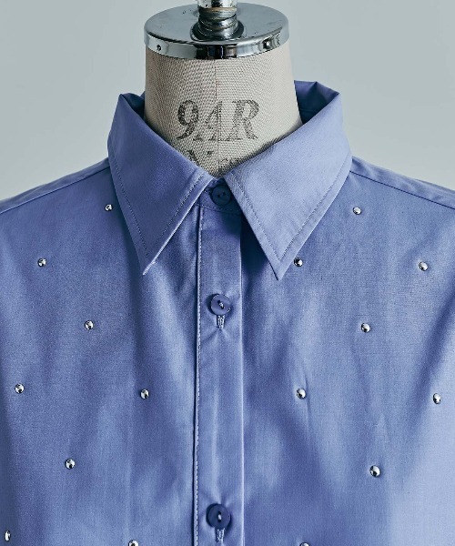 W:Huku(フーク)の「【ノンアイロンシリーズ】ボウタイ付き スタッズ ショートブラウス / Non-Iron Short Blouse with Bow Tie and Studs(シャツ/ブラウス・レディース・ブルー/ブラック/オフホワイト・FREE)」の19枚目の写真