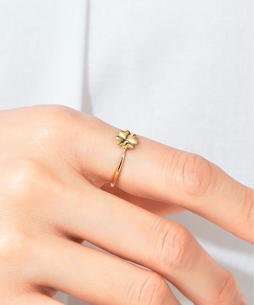 Jewel closet by L&Co.（ジュエルクローゼットバイエルアンドコー）の「K10 クローバー リング（YG・PG）（リング・レディース・ピンクゴールド/イエローゴールド・11号/9号/15号/13号）」の4枚目の写真