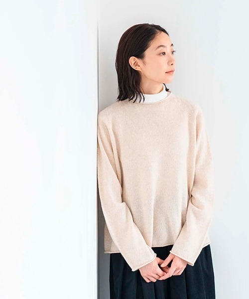 D(ディー)の「コットンウールカシミヤシンプルニット(Tシャツ/カットソー・レディース・クリーム・MEDIUM)」の1枚目の写真