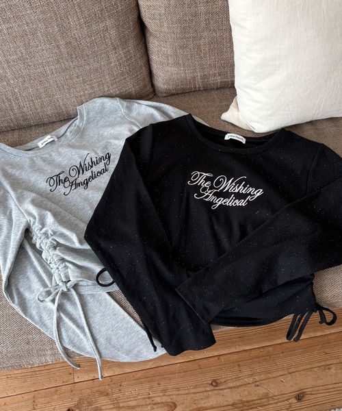 WEGO(ウィゴー)の「WEGO/【26年秋冬新作】ドロストラメリブトップス(Tシャツ/カットソー・レディース・ブラック/グレー・FREE)」の3枚目の写真