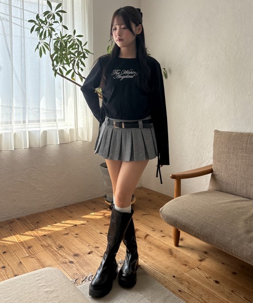 WEGO(ウィゴー)の「WEGO/【26年秋冬新作】ドロストラメリブトップス(Tシャツ/カットソー・レディース・ブラック/グレー・FREE)」の5枚目の写真