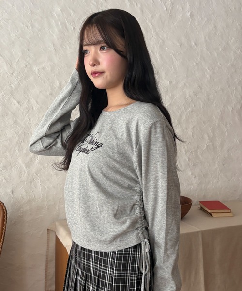 WEGO(ウィゴー)の「WEGO/【26年秋冬新作】ドロストラメリブトップス(Tシャツ/カットソー・レディース・ブラック/グレー・FREE)」の11枚目の写真