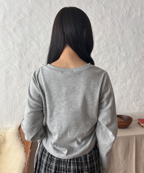 WEGO(ウィゴー)の「WEGO/【26年秋冬新作】ドロストラメリブトップス(Tシャツ/カットソー・レディース・ブラック/グレー・FREE)」の12枚目の写真