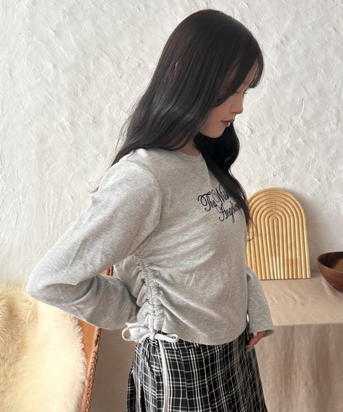 WEGO(ウィゴー)の「WEGO/【26年秋冬新作】ドロストラメリブトップス(Tシャツ/カットソー・レディース・ブラック/グレー・FREE)」の13枚目の写真