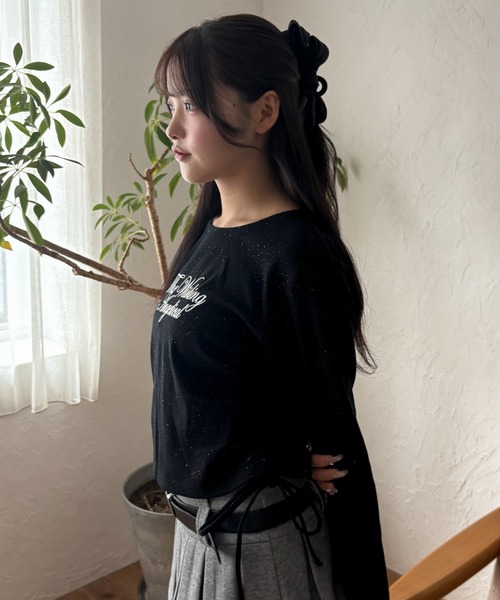 WEGO(ウィゴー)の「WEGO/【26年秋冬新作】ドロストラメリブトップス(Tシャツ/カットソー・レディース・ブラック/グレー・FREE)」の17枚目の写真