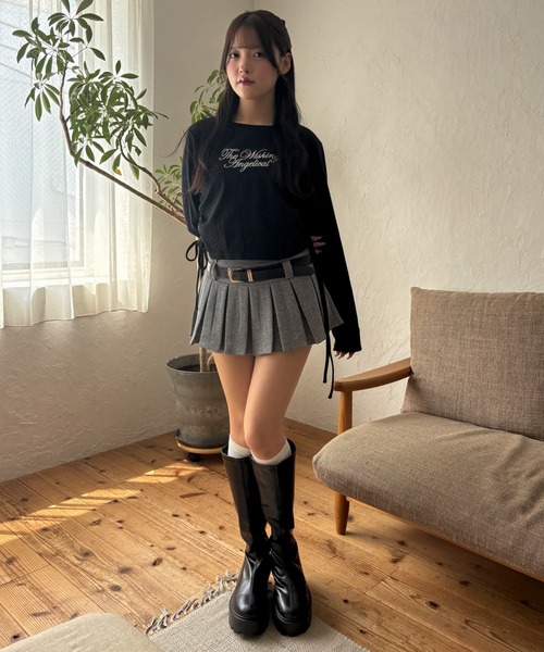 WEGO(ウィゴー)の「WEGO/【26年秋冬新作】ドロストラメリブトップス(Tシャツ/カットソー・レディース・ブラック/グレー・FREE)」の20枚目の写真