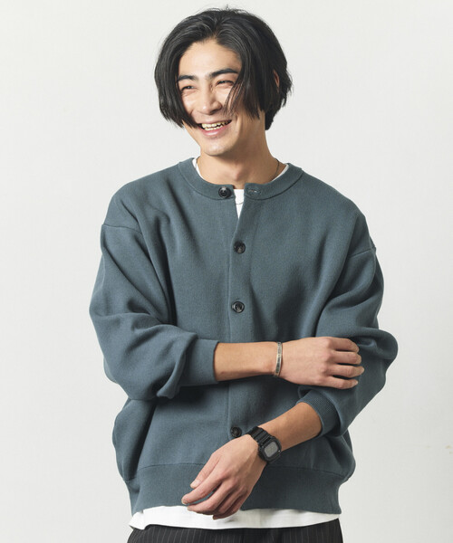 FREAK'S STORE(フリークスストア)の「ウォッシャブル スウェットライク クルーネックニット カーディガン/静電気ケア(カーディガン/ボレロ・メンズ・チャコールグレー/ブラック/ブラウン/ブルーグリーン/オフホワイト・LARGE/MEDIUM)」の12枚目の写真