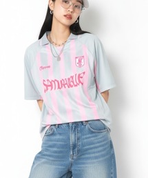【JFA STORE】デザインスキッパー/ストライプ スキッパーシャツ サッカーゲームシャツ