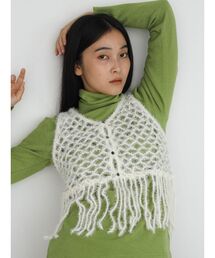 Shaggy mesh pearl vest