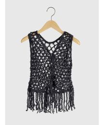 Shaggy mesh pearl vest