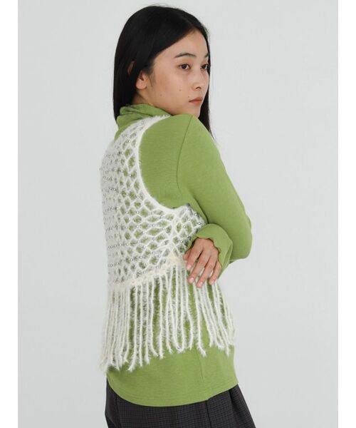 FIKA.(フィーカ)の「Shaggy mesh pearl vest(ベスト・レディース・オフホワイト/ブラック・MEDIUM)」の5枚目の写真