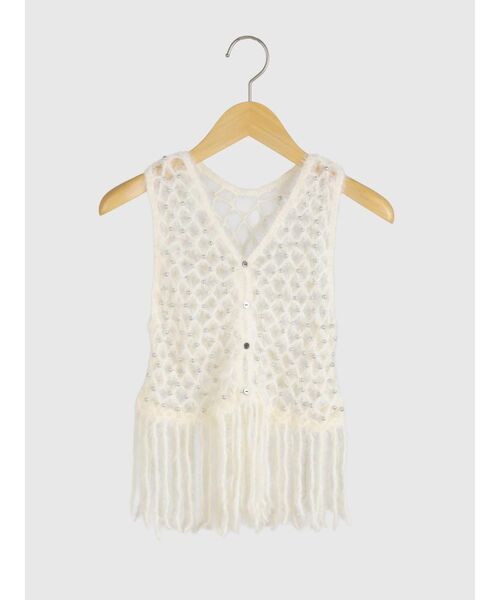 FIKA.(フィーカ)の「Shaggy mesh pearl vest(ベスト・レディース・オフホワイト/ブラック・MEDIUM)」の9枚目の写真