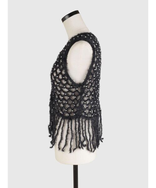 FIKA.(フィーカ)の「Shaggy mesh pearl vest(ベスト・レディース・オフホワイト/ブラック・MEDIUM)」の11枚目の写真