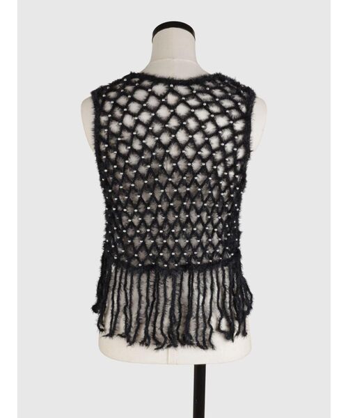 FIKA.(フィーカ)の「Shaggy mesh pearl vest(ベスト・レディース・オフホワイト/ブラック・MEDIUM)」の12枚目の写真