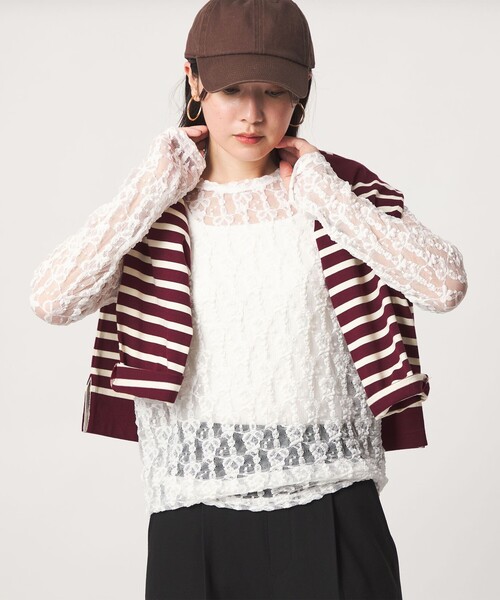 green label relaxing(グリーンレーベルリラクシング)の「【WEB限定】<at ease>レース カットソー(Tシャツ/カットソー・レディース・ライトピンク/ホワイト/ブラック/ライトブルー・FREE)」の2枚目の写真