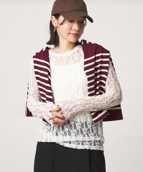green label relaxing(グリーンレーベルリラクシング)の「【WEB限定】<at ease>レース カットソー(Tシャツ/カットソー・レディース・ライトピンク/ホワイト/ブラック/ライトブルー・FREE)」の10枚目の写真