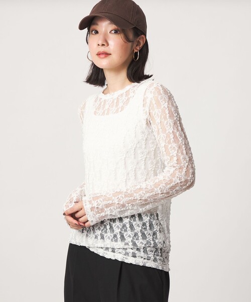 green label relaxing(グリーンレーベルリラクシング)の「【WEB限定】<at ease>レース カットソー(Tシャツ/カットソー・レディース・ライトピンク/ホワイト/ブラック/ライトブルー・FREE)」の14枚目の写真