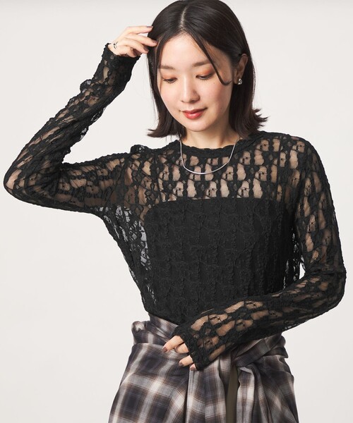 green label relaxing(グリーンレーベルリラクシング)の「【WEB限定】<at ease>レース カットソー(Tシャツ/カットソー・レディース・ライトピンク/ホワイト/ブラック/ライトブルー・FREE)」の18枚目の写真