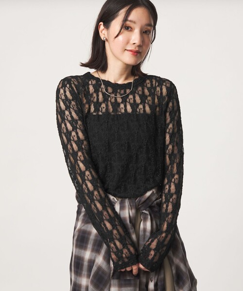 green label relaxing(グリーンレーベルリラクシング)の「【WEB限定】<at ease>レース カットソー(Tシャツ/カットソー・レディース・ライトピンク/ホワイト/ブラック/ライトブルー・FREE)」の19枚目の写真