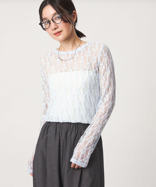 green label relaxing(グリーンレーベルリラクシング)の「【WEB限定】<at ease>レース カットソー(Tシャツ/カットソー・レディース・ライトピンク/ホワイト/ブラック/ライトブルー・FREE)」の22枚目の写真
