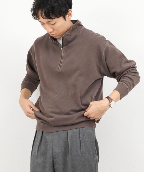 BARNS OUTFITTERS(バーンズアウトフィッターズ)の「BARNS OUTFITTERS別注 スウェットハーフジップ 26AW(スウェット・メンズ・ブラウン/ライトグレー/チャコールグレー/オレンジ・S/M/L)」の21枚目の写真