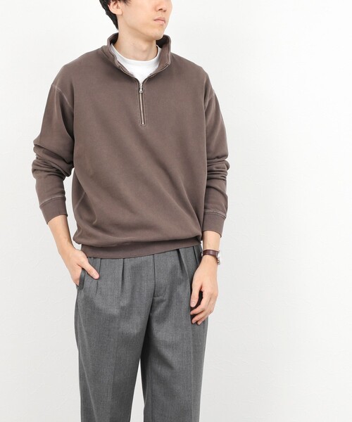 BARNS OUTFITTERS(バーンズアウトフィッターズ)の「BARNS OUTFITTERS別注 スウェットハーフジップ 26AW(スウェット・メンズ・ブラウン/ライトグレー/チャコールグレー/オレンジ・S/M/L)」の11枚目の写真