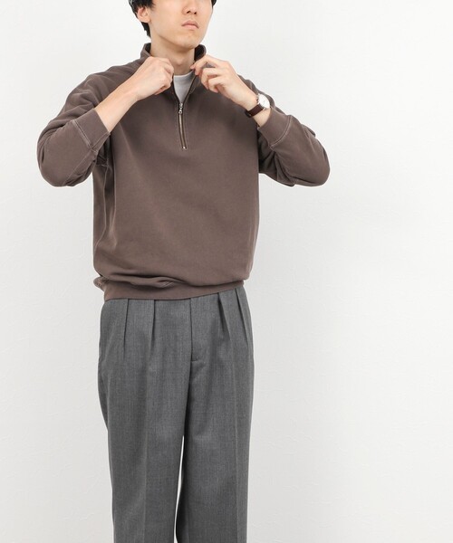BARNS OUTFITTERS(バーンズアウトフィッターズ)の「BARNS OUTFITTERS別注 スウェットハーフジップ 26AW(スウェット・メンズ・ブラウン/ライトグレー/チャコールグレー/オレンジ・S/M/L)」の12枚目の写真