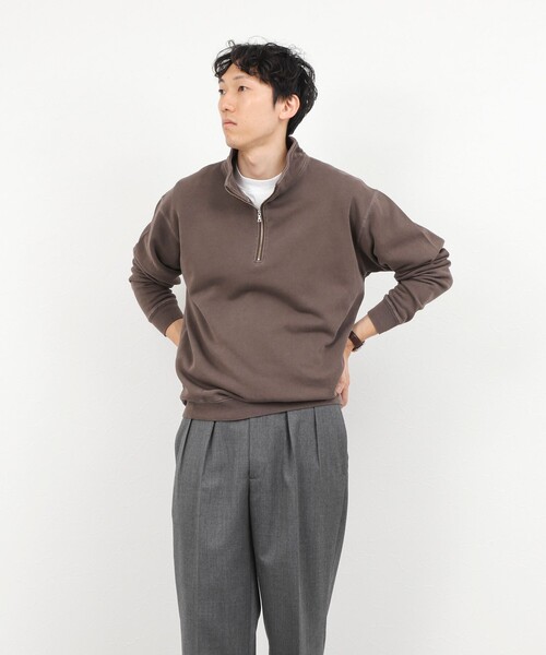 BARNS OUTFITTERS(バーンズアウトフィッターズ)の「BARNS OUTFITTERS別注 スウェットハーフジップ 26AW(スウェット・メンズ・ブラウン/ライトグレー/チャコールグレー/オレンジ・S/M/L)」の14枚目の写真