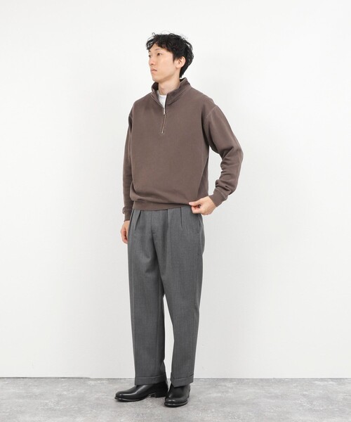 BARNS OUTFITTERS(バーンズアウトフィッターズ)の「BARNS OUTFITTERS別注 スウェットハーフジップ 26AW(スウェット・メンズ・ブラウン/ライトグレー/チャコールグレー/オレンジ・S/M/L)」の15枚目の写真