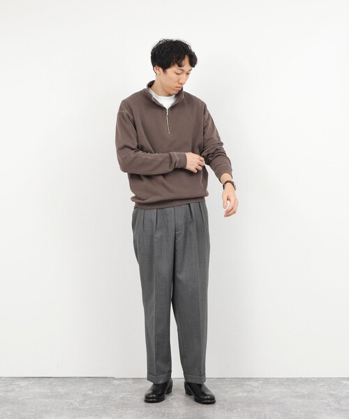 BARNS OUTFITTERS(バーンズアウトフィッターズ)の「BARNS OUTFITTERS別注 スウェットハーフジップ 26AW(スウェット・メンズ・ブラウン/ライトグレー/チャコールグレー/オレンジ・S/M/L)」の16枚目の写真